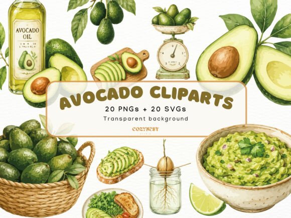 Download Avocado Watercolor Clipart Botanical PNG - Clipart Collection