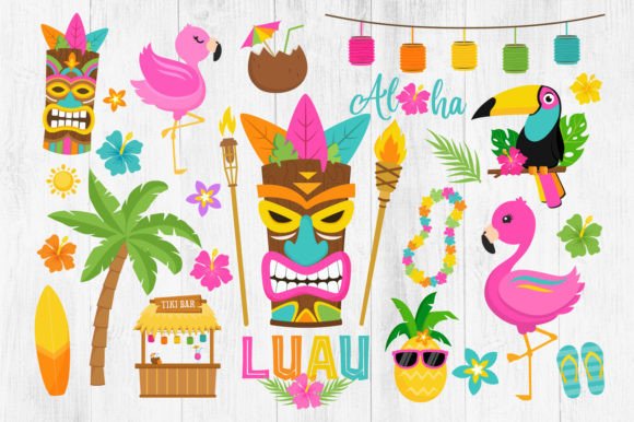 Download Luau Tropical Hawaiian Clipart Bundle - Clipart Collection