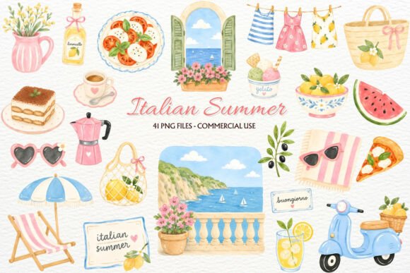 Download Italian Summer Clipart Coastal PNG Italy - Clipart Collection