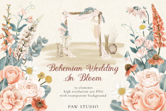 Download Bohemian Wedding Flowers Leaves Clipart - Clipart Collection