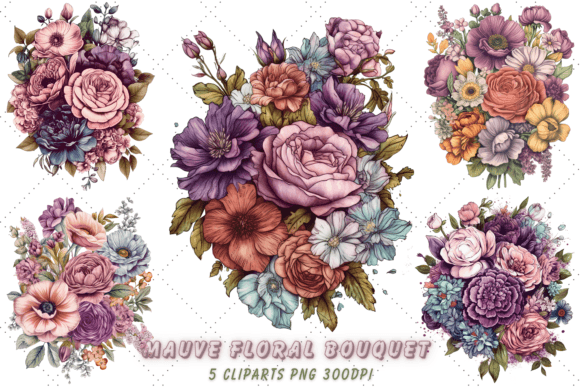 Download Mauve Floral Bouquet Sublimation Clipart - Clipart Collection