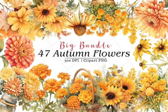 Download Autumn Flowers Bundle Watercolor Clipart - Clipart Collection