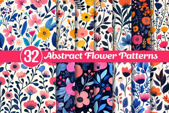 Download Abstract Flower Patterns Bundle - Patterns Collection