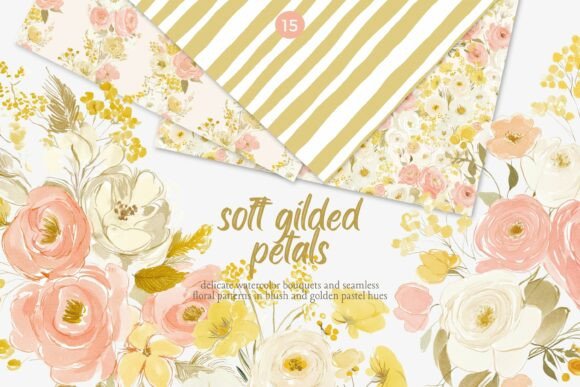 Download Soft Gilded Floral Clipart &amp; Patterns - Patterns Collection