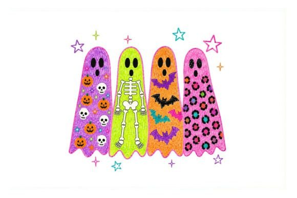 Download Colorful Halloween Ghosts Clipart Bundle - Clipart Collection