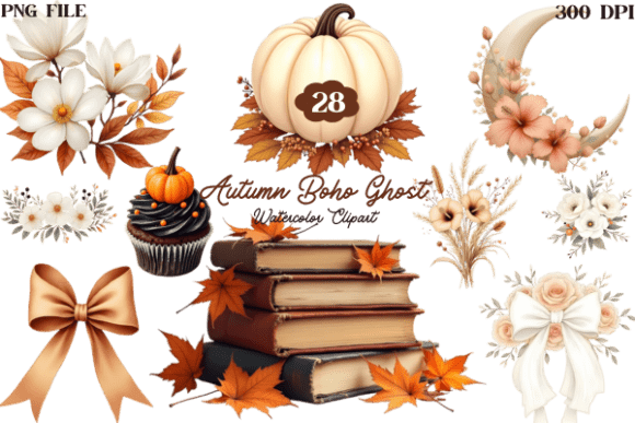 Download Watercolor Autumn Boho Ghost Clipart - Clipart Collection