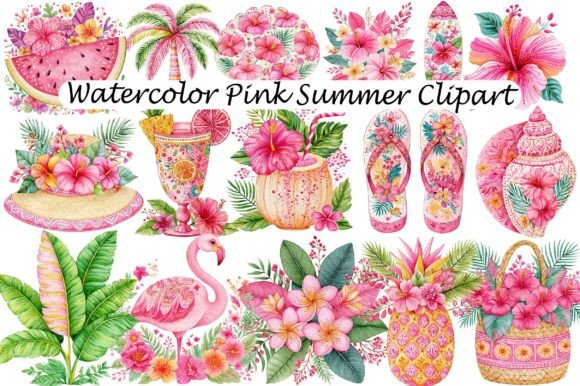 Download Watercolor Pink Summer Clipart - Clipart Collection