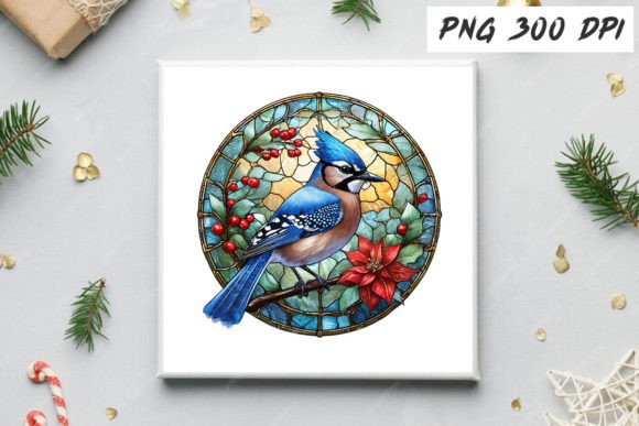 Download Blue Jay Christmas Stained Glass Clipart - Clipart Collection