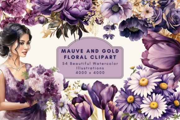 Download Mauve and Gold Floral Clipart - Clipart Collection