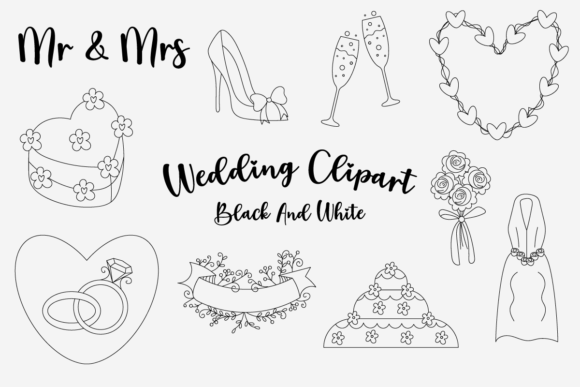 Download Wedding Clipart Black and White Free - Clipart Collection