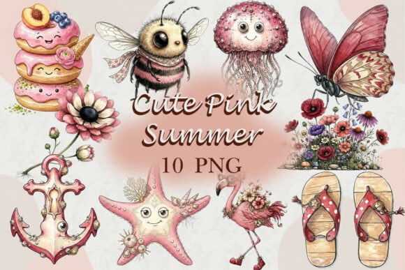 Download Cute Pink Summer Clipart PNG - Clipart Collection
