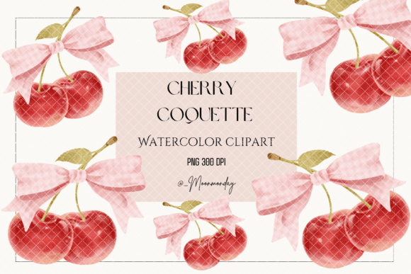 Download Watercolor Cherry Coquette Clipart - Clipart Collection