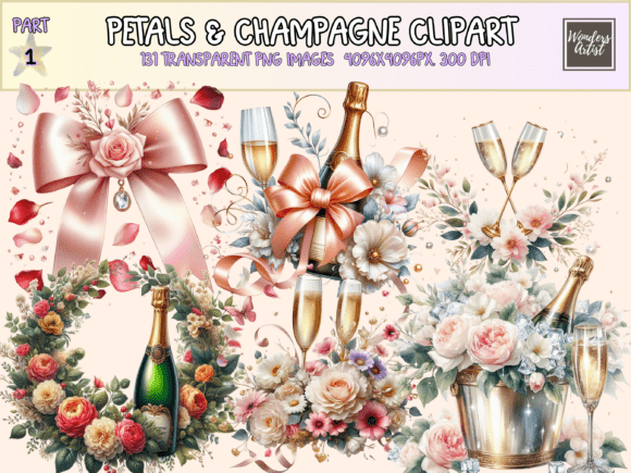 Download Petals &amp; Champagne Clipart - Clipart Collection