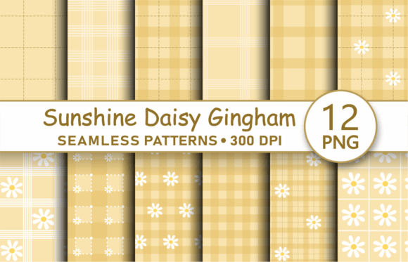 Download Sunshine Yellow Daisy Gingham Patterns - Patterns Collection