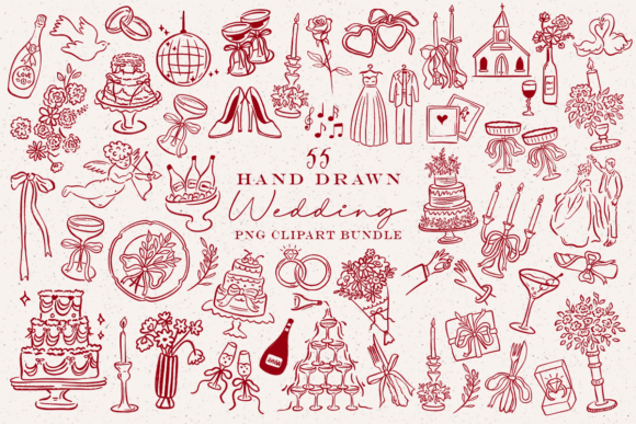 Download Hand Drawn Wedding PNG Clipart Bundle - Clipart Collection