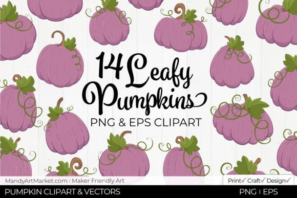 Download Leafy Pumpkins Clipart &amp; Vectors - Mauve - Clipart Collection