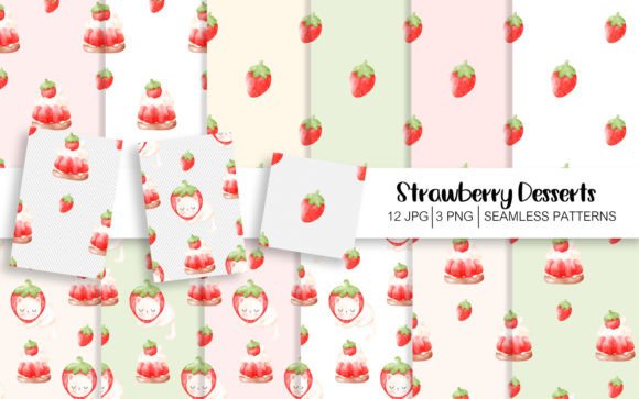 Download Strawberry Dessert Seamless Patterns - Patterns Collection