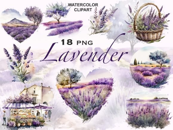 Download Watercolor Lavender Field, Lilac Clipart - Clipart Collection