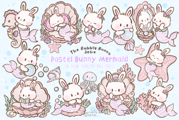Download Kawaii Pastel Bunny Mermaid Clipart - Clipart Collection