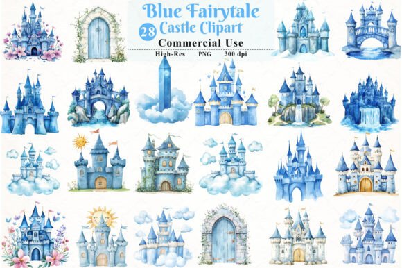 Download Blue Fairytale Castle Clipart - Clipart Collection