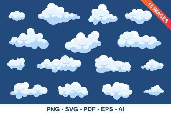 Download Set of Catoon Clouds Clipart Set - Clipart Collection