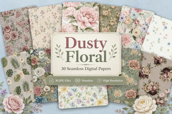 Download Dusty Floral Seamless Patterns - Premium Resources