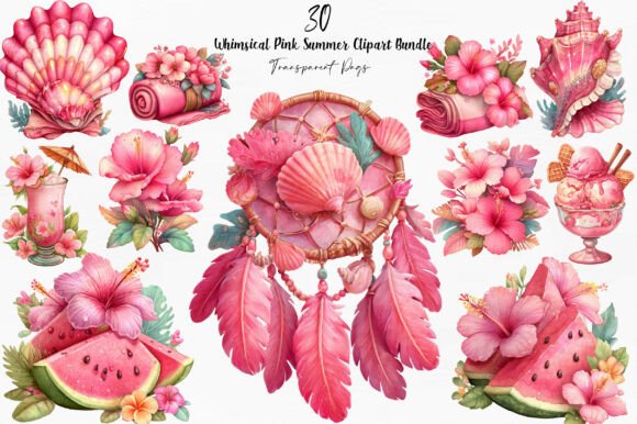 Download Whimsical Pink Summer Clipart - Clipart Collection