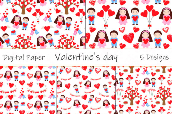 Download Patterns Valentine's Day Boy Girl Birds - Patterns Collection