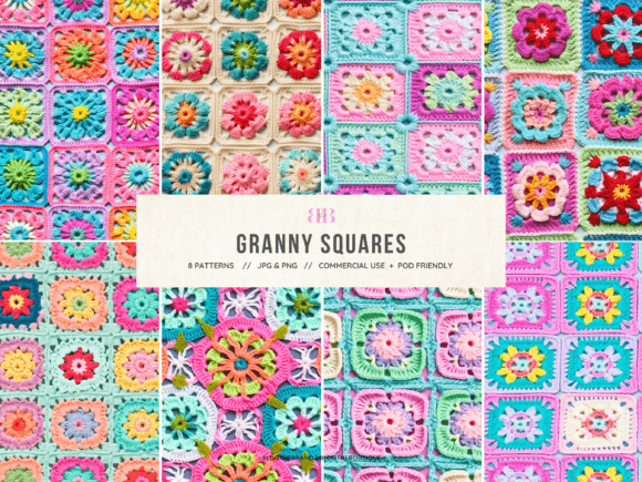 Download Granny Square Crochet Seamless Patterns - Premium Bundle