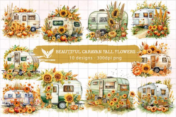 Download Beautiful Caravan Fall Flowers Clipart - Clipart Collection