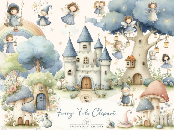 Download Fairy Tale Watercolor Clipart - Clipart Collection