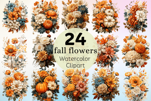 Download Fall Flowers Watercolor Clipart Bundle - Clipart Collection