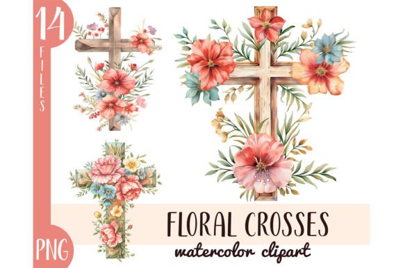 Download Watercolor Floral Crosses Clipart PNG - Clipart Collection