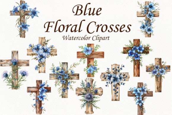 Download Blue Floral Crosses Clipart - Clipart Collection