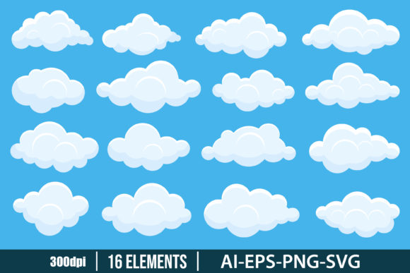 Download Set of White Clouds Clipart Set - Clipart Collection