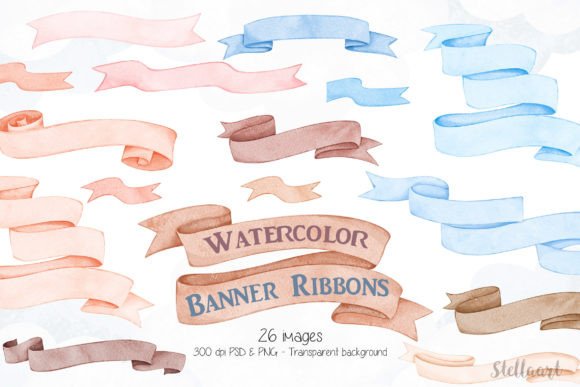 Download Watercolor Banner Ribbons Clipart - Clipart Collection
