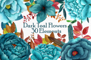 Download Watercolor Clipart WATERCOLOR FLOWERS Autumn Flowers Teal Flowers Wedding Flowers Fall Wedding - Clipart Collection