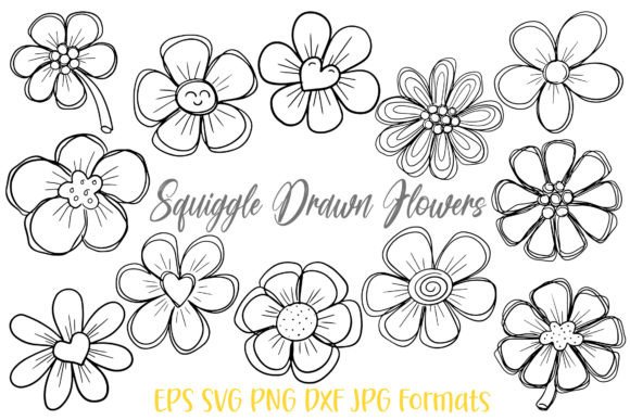Download Squiggle Doodle Hand Drawn Flowers SVG - Hand drawn flowers Collection