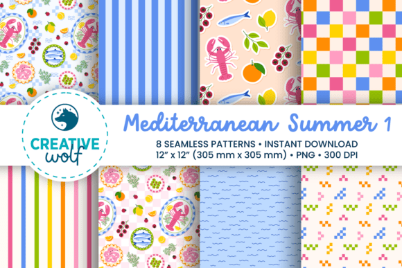 Download Mediterranean Summer Seamless Patterns 1 - Patterns Collection