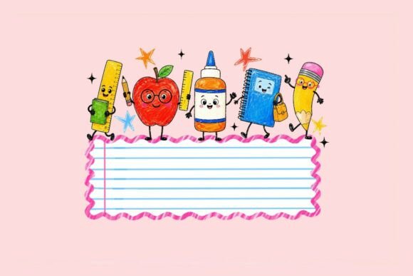 Download Cute School Supplies Clipart Characters - Clipart Collection