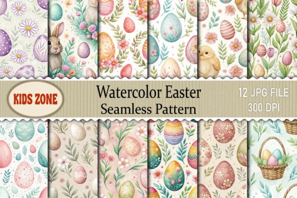 Download Watercolor Easter Seamless Pattern - Easter seamless pattern Collection