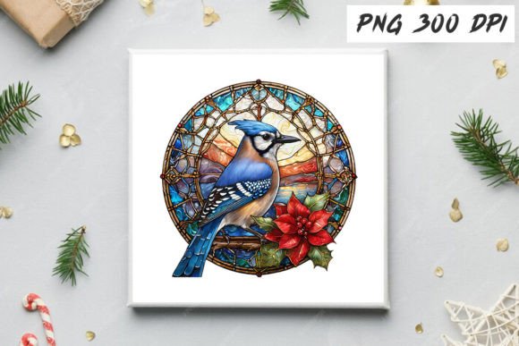 Download Blue Jay Christmas Stained Glass Clipart - Clipart Collection