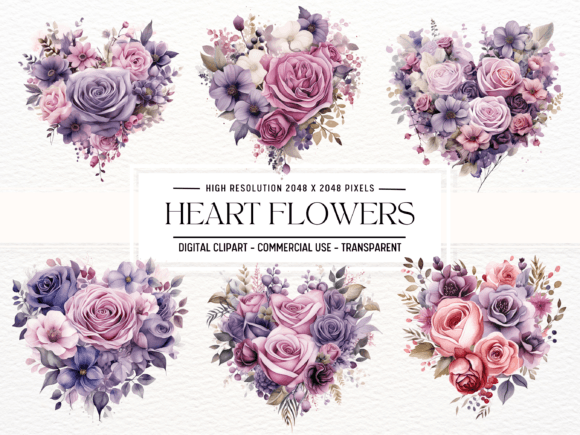 Download Lavender and Mauve Heart Flowers Clipart - Clipart Collection