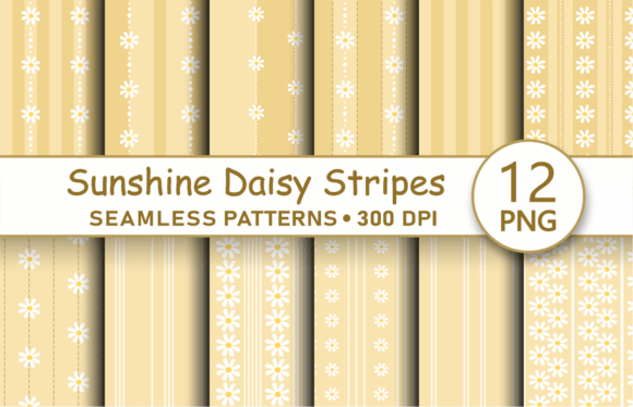 Download Sunshine Yellow Daisy Striped Patterns - Patterns Collection