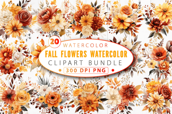 Download Fall Flowers Watercolor Clipart Bundle - Clipart Collection