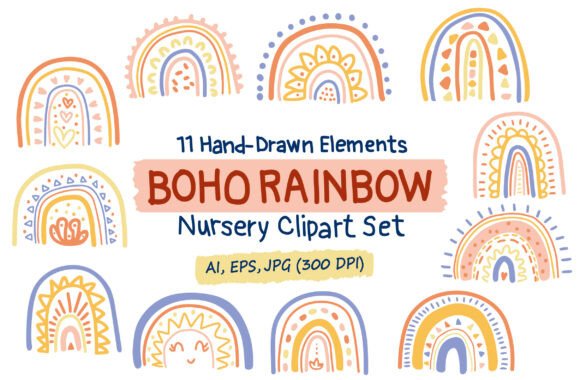 Download Boho Rainbow Clipart Baby Nursery Decor - Clipart Collection