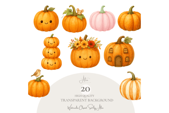 Download Cute Pumpkin Clipart Set - Clipart Collection