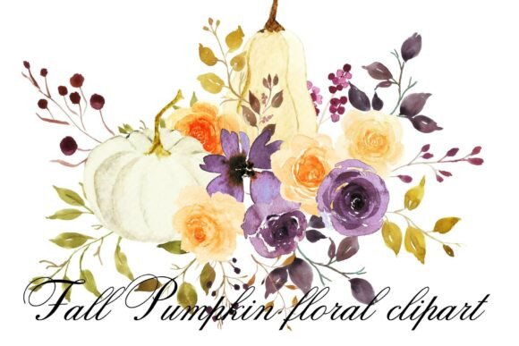 Download Watercolor Fall Pumpkin Floral Clipart - Clipart Collection