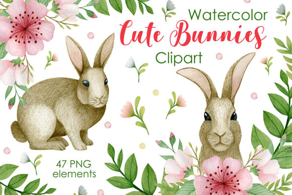 Download Watercolor Cute Bunnies Clipart - Clipart Collection