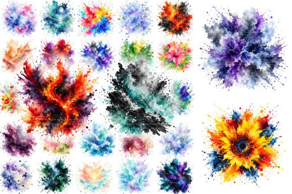 Download 100 Colorful Watercolor Splash Clipart - Clipart Collection